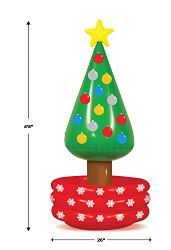 Beistle Inflatable Christmas Tree Cooler, 4’ 8” x 26” Holds approx. 24 12 oz. Cans - Inflatable Cooler for Parties, Drink Containers, Beverage Cooler, Christmas Inflatable, Holiday Decorations