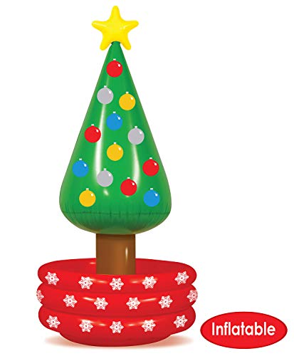 Beistle Inflatable Christmas Tree Cooler, 4’ 8” x 26” Holds approx. 24 12 oz. Cans - Inflatable Cooler for Parties, Drink Containers, Beverage Cooler, Christmas Inflatable, Holiday Decorations