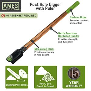 AMES 2701600 Post Hole Digger with Hardwood Measurement Handle, 68-Inch