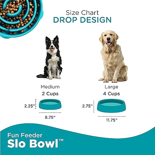 Outward Hound Fun Feeder Slo Bowl, Slow Feeder Dog Bowl, Medium/Mini, Turquoise