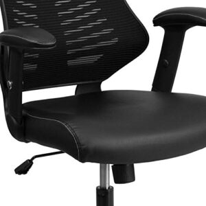 Flash Furniture Kale High Back Designer Black Mesh Executive Swivel Ergonomic Office Chair with LeatherSoft Seat and Adjustable Arms