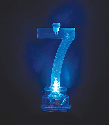 Unique Number 7 Flashing Candle Holder & Candles, 3", Multicolor