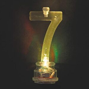 Unique Number 7 Flashing Candle Holder & Candles, 3", Multicolor