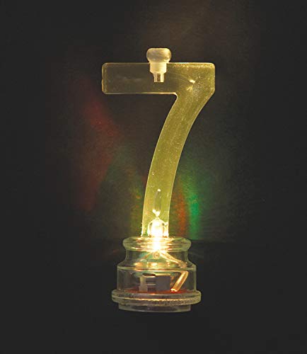 Unique Number 7 Flashing Candle Holder & Candles, 3", Multicolor