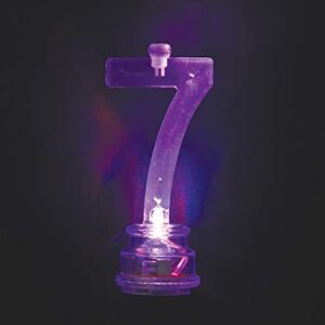 Unique Number 7 Flashing Candle Holder & Candles, 3", Multicolor