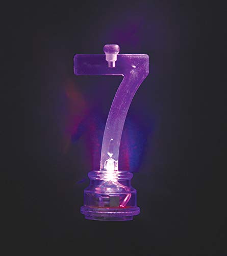 Unique Number 7 Flashing Candle Holder & Candles, 3", Multicolor