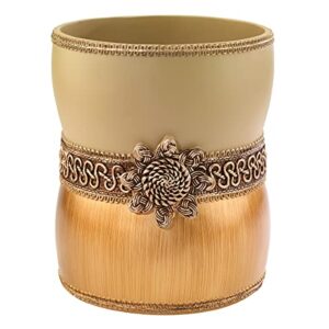 avanti linens - wastebasket, decorative trash can, elegant styled home decor (braided medallion collection, gold)