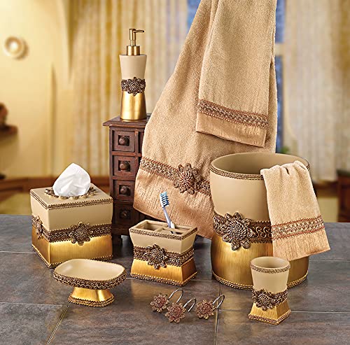 Avanti Linens - Wastebasket, Decorative Trash Can, Elegant Styled Home Decor (Braided Medallion Collection, Gold)