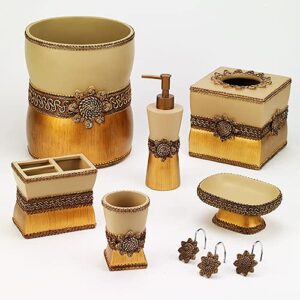 Avanti Linens - Wastebasket, Decorative Trash Can, Elegant Styled Home Decor (Braided Medallion Collection, Gold)