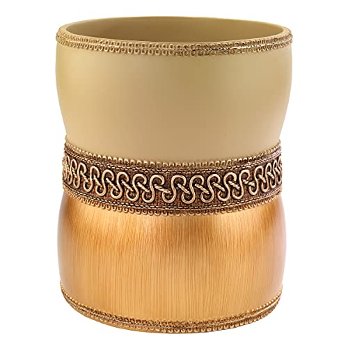 Avanti Linens - Wastebasket, Decorative Trash Can, Elegant Styled Home Decor (Braided Medallion Collection, Gold)