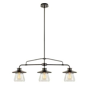 Globe Electric 64845 Nate 3-Light Pendant, Oil Rubbed Bronze, Clear Glass Shades