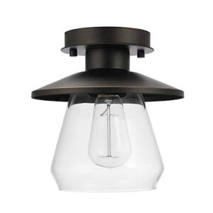 globe electric 64846 1-light semi-flush mount ceiling light, oil rubbed bronze, clear glass shade, ceiling light fixture, light fixtures ceiling mount, bedroom lights for ceiling, dining light fixture