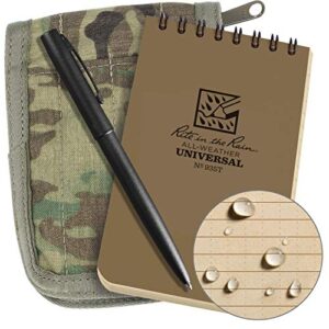 Rite in the Rain Weatherproof 3" x 5" Top-Spiral Notebook Kit: MultiCam CORDURA Fabric Cover, 3" x 5" Tan Notebook, and Weatherproof Pen (No. 935M-KIT)