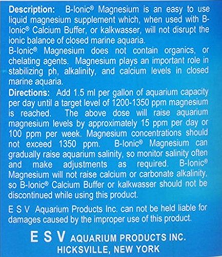 ESV Aquatics B-Ionic Magnesium Liquid Supplement for Coral Reef Salt Water Aquariums, 32 Ounce