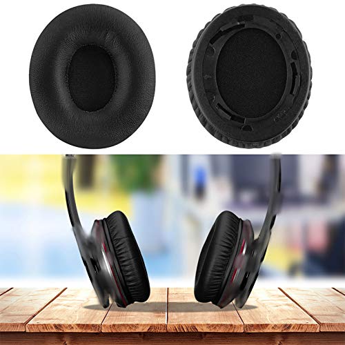 Geekria QuickFit Protein Leather Replacement Ear Pads for Beats Solo HD (810-00012-00) On-Ear Headphones Earpads, Headset Ear Cushion Repair Parts (Black)