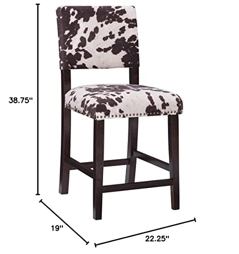 Linon Udder Madness Corey Counter Stool, 19"W x 22.25"D x 38.75"H, Manhattan Stain