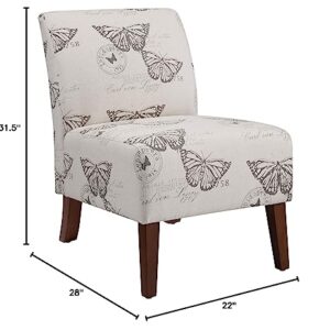 Linon Butterfly, Dark Espresso Linen Lily Chair, 21.5" W x 29.5" D x 31.5" H