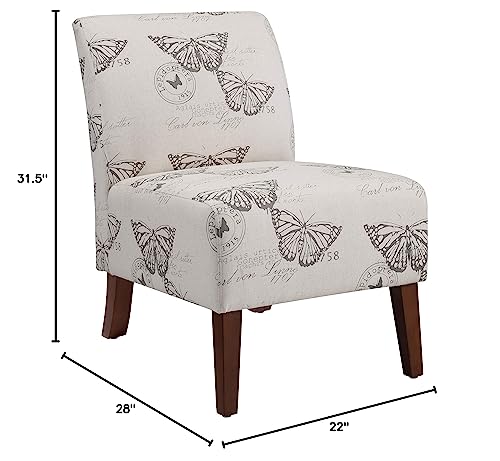 Linon Butterfly, Dark Espresso Linen Lily Chair, 21.5" W x 29.5" D x 31.5" H