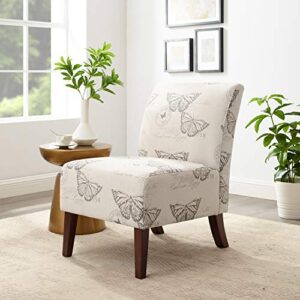 Linon Butterfly, Dark Espresso Linen Lily Chair, 21.5" W x 29.5" D x 31.5" H