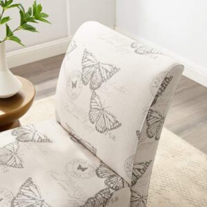 Linon Butterfly, Dark Espresso Linen Lily Chair, 21.5" W x 29.5" D x 31.5" H