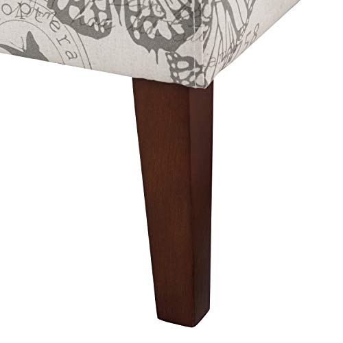 Linon Butterfly, Dark Espresso Linen Lily Chair, 21.5" W x 29.5" D x 31.5" H