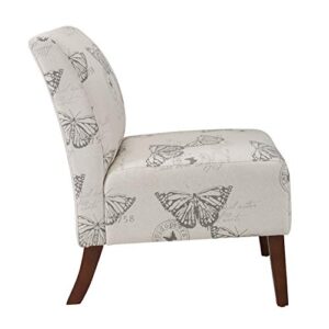 Linon Butterfly, Dark Espresso Linen Lily Chair, 21.5" W x 29.5" D x 31.5" H