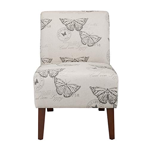 Linon Butterfly, Dark Espresso Linen Lily Chair, 21.5" W x 29.5" D x 31.5" H