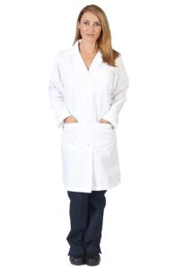 natural uniforms unisex 40 inch lab coat long sleeve professional medical coat, white (medium)