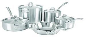 viking culinary professional 5-ply stainless steel cookware set, 10 piece, dishwasher, oven safe, works on all cooktops including induction