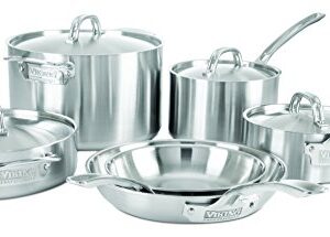 Viking Culinary Professional 5-Ply Stainless Steel Cookware Set, 10 Piece, Dishwasher, Oven Safe, Works on All Cooktops including Induction