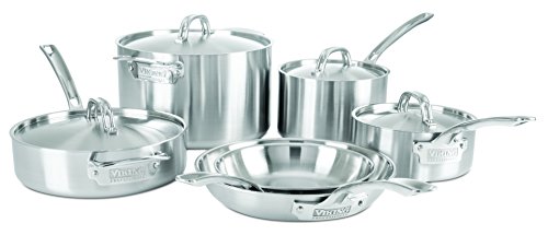 Viking Culinary Professional 5-Ply Stainless Steel Cookware Set, 10 Piece, Dishwasher, Oven Safe, Works on All Cooktops including Induction