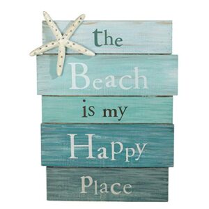 grasslands road wall starfish gr beach is my happy place plaque, medium, white, blue