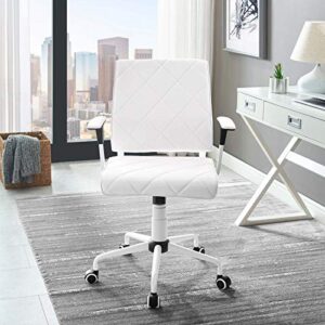 Modway Lattice Modern Faux Leather Mid Back Computer Desk Office Chair In White