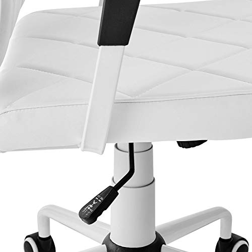 Modway Lattice Modern Faux Leather Mid Back Computer Desk Office Chair In White