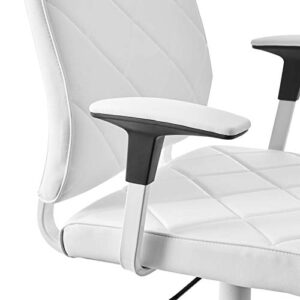 Modway Lattice Modern Faux Leather Mid Back Computer Desk Office Chair In White