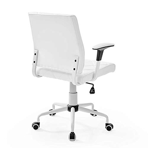 Modway Lattice Modern Faux Leather Mid Back Computer Desk Office Chair In White