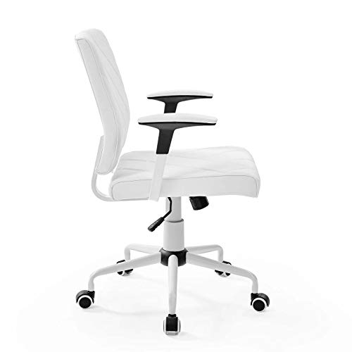 Modway Lattice Modern Faux Leather Mid Back Computer Desk Office Chair In White