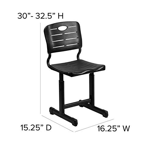 Flash Furniture Adjustable Height Black Student Chair with Black Pedestal Frame