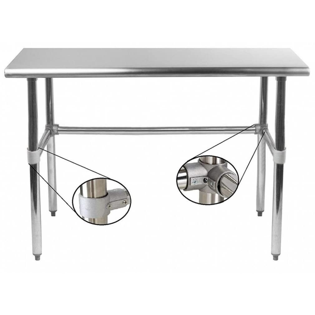 Open Base Stainless Steel Table + Optional Casters | Customize To Your Size | Available In 43 Sizes | Residential & Commercial | Food Prep Metal Table | Utility Work Bench | NSF