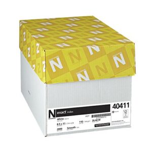 neenah exact index cardstock, 8.5" x 11", 110 lb/199 gsm, white, 94 brightness, 2000 sheets (40411)