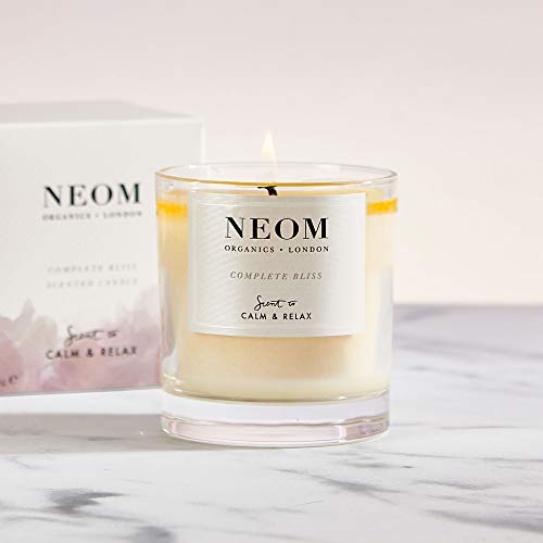 NEOM- Complete Bliss Scented Candle, 1 Wick | Blush Rose, Lime & Black Pepper | Essential Oil Aromatherapy Candle | Scent to De-Stress