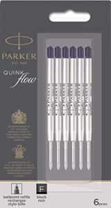 parker quinkflow ink refill for ballpoint pens, fine point, black pack of 6 refills (1782467)