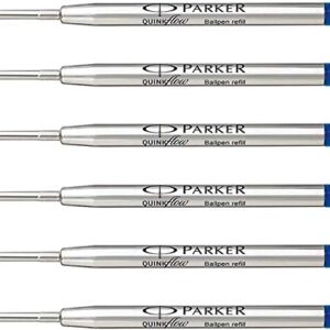 Parker QuinkFlow Ballpen Medium Point Blue Ink Refill Pack of 6-Refills(1782470)