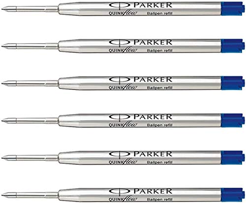 Parker QuinkFlow Ballpen Medium Point Blue Ink Refill Pack of 6-Refills(1782470)