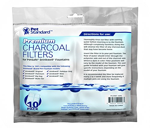 Premium Charcoal Filters for PetSafe Drinkwell Fountains, Pack of 10