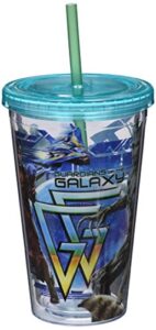 vandor marvel guardians of the galaxy 18 oz acrylic travel cup with lid and straw, multicolor