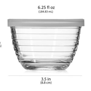 Libbey Small Glass Bowls with Lids, 6.25-ounce, Clear - Frustration Free Packaging, Set of 8