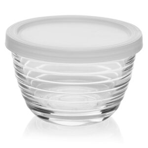Libbey Small Glass Bowls with Lids, 6.25-ounce, Clear - Frustration Free Packaging, Set of 8