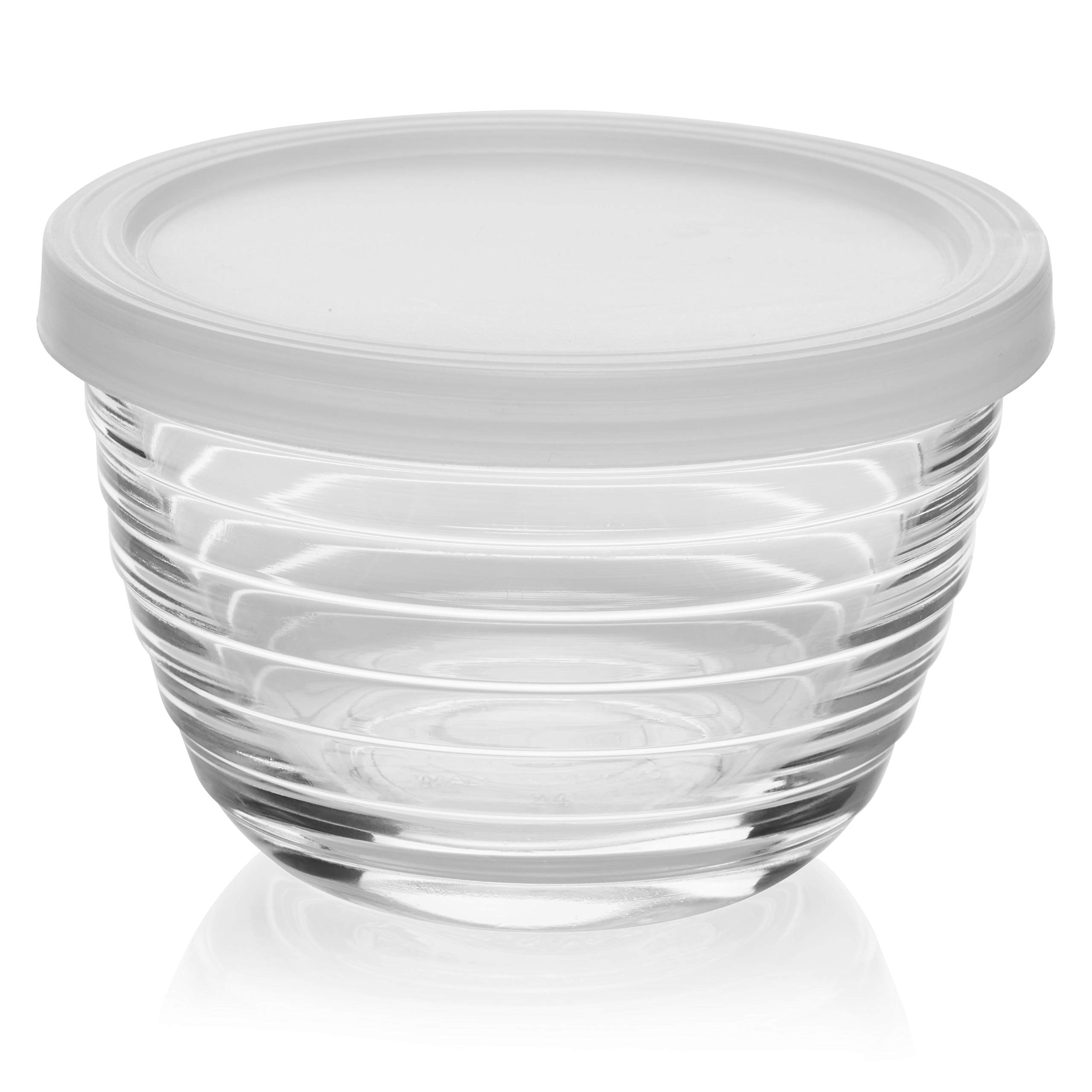 Libbey Small Glass Bowls with Lids, 6.25-ounce, Clear - Frustration Free Packaging, Set of 8