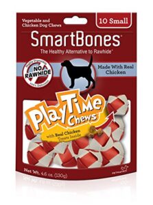 smart bones playtime chews, rawhide free dog chews, treats for dogs made with real chicken, 10 count small